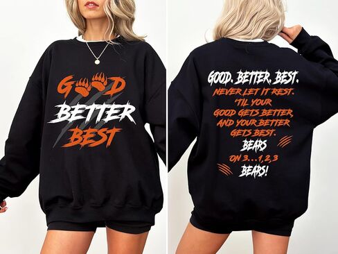سويت شيرت Good Better Best Motivational Bear، هوديي باقتباس ملهم للعقلية الإيجابية، قمصان جرافيك لتشجيع المدرب، متعددة in Kuwait
