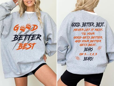 سويت شيرت Good Better Best Motivational Bear، هوديي باقتباس ملهم للعقلية الإيجابية، قمصان جرافيك لتشجيع المدرب، متعددة in Kuwait