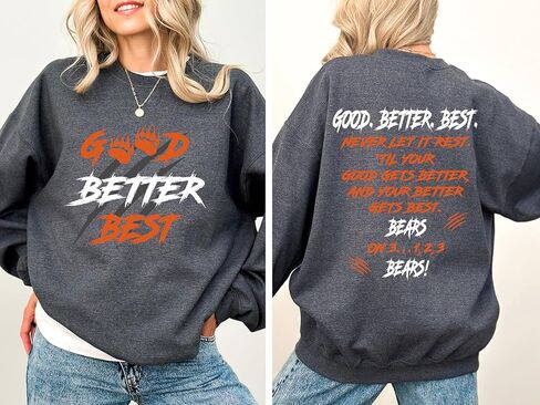 سويت شيرت Good Better Best Motivational Bear، هوديي باقتباس ملهم للعقلية الإيجابية، قمصان جرافيك لتشجيع المدرب، متعددة in Kuwait