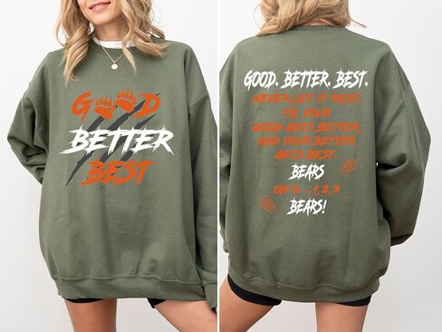 سويت شيرت Good Better Best Motivational Bear، هوديي باقتباس ملهم للعقلية الإيجابية، قمصان جرافيك لتشجيع المدرب، متعددة in Kuwait