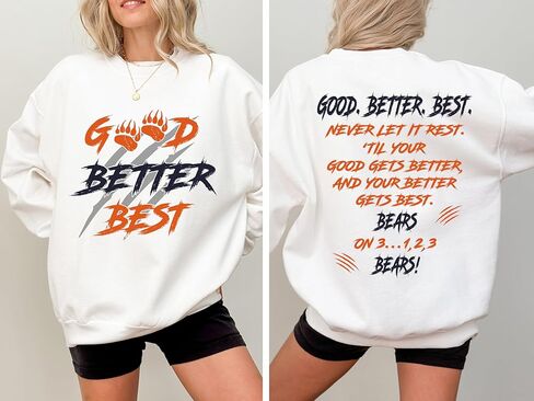 سويت شيرت Good Better Best Motivational Bear، هوديي باقتباس ملهم للعقلية الإيجابية، قمصان جرافيك لتشجيع المدرب، متعددة in Kuwait