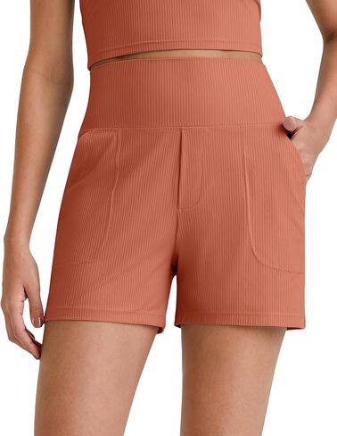 G4Free Comfy Ribbed Womens Shorts Dressy Casual High Waisted Athletic Lounge Trouser Shorts with Side Pockets in Saudi Arabia