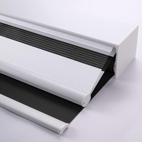 Zshine Dual Layers Dual Layers Manual Safe Cordless Roller Snders مع Valance مناسبة للمنزل ، المكتب ، الفندق ، النادي ، المطعم (White 82010g) in Kuwait