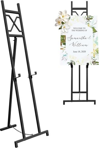 Easel Stand, 13.5" x 53.5" Adjustable Height Metal Easel Display Stand, Square Tube White in Kuwait