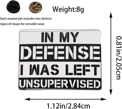 دبوس المينا، "In My Defense" دبوس طية صدر السترة، اقتباس فكاهي - بروش تحت عنوان، مجموعة ديكور DIY، هدية لعشاق المقالب والأصدقاء البالغين، دبوس للتجمعات غير الرسمية والمرح في المكتب، على طية صدر السترة على ظهر السترة، مزخرفة، قابلة للتحصيل in Saudi Arabia