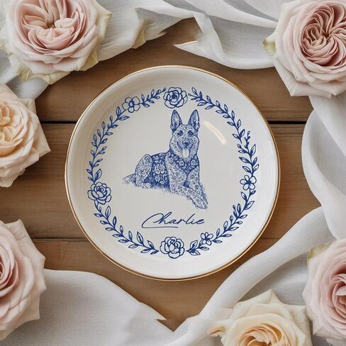 Chillever Custom Dog Cat Photo Ring Dish, Personalized Pet Portrait Jewelry Dish, Dog Mom Trinket Tray, Pet Lovers Gift, Cat Mom Photo Gift, Pets Lover Gifts 4 in Saudi Arabia