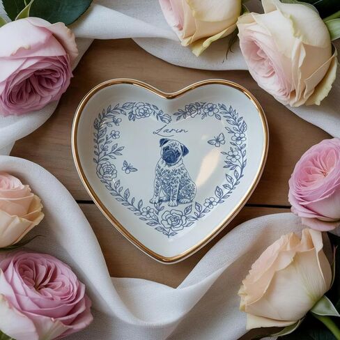 Chillever Custom Dog Cat Photo Ring Dish, Personalized Pet Portrait Jewelry Dish, Dog Mom Trinket Tray, Pet Lovers Gift, Cat Mom Photo Gift, Pets Lover Gifts 4 in Saudi Arabia