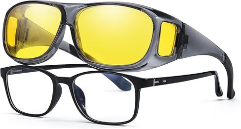نظارات الرؤية الليلية VIEWBETTER® Fit Over Night Vision للنساء والرجال عدسة صفراء للقيادة الليلية نظارات مضادة للوهج مستقطبة N4106 in Kuwait