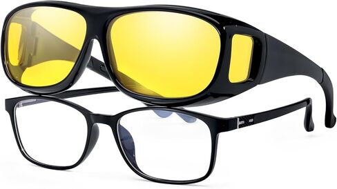 نظارات الرؤية الليلية VIEWBETTER® Fit Over Night Vision للنساء والرجال عدسة صفراء للقيادة الليلية نظارات مضادة للوهج مستقطبة N4106 in Kuwait