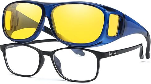 نظارات الرؤية الليلية VIEWBETTER® Fit Over Night Vision للنساء والرجال عدسة صفراء للقيادة الليلية نظارات مضادة للوهج مستقطبة N4106 in Kuwait