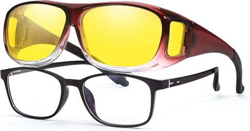نظارات الرؤية الليلية VIEWBETTER® Fit Over Night Vision للنساء والرجال عدسة صفراء للقيادة الليلية نظارات مضادة للوهج مستقطبة N4106 in Kuwait