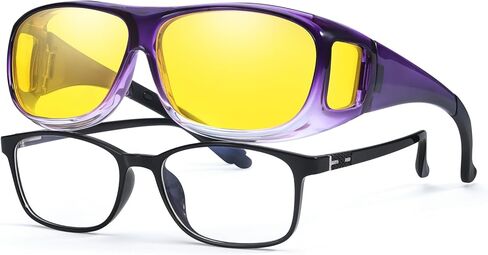 نظارات الرؤية الليلية VIEWBETTER® Fit Over Night Vision للنساء والرجال عدسة صفراء للقيادة الليلية نظارات مضادة للوهج مستقطبة N4106 in Kuwait