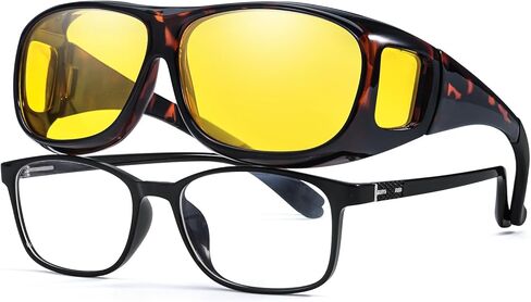 نظارات الرؤية الليلية VIEWBETTER® Fit Over Night Vision للنساء والرجال عدسة صفراء للقيادة الليلية نظارات مضادة للوهج مستقطبة N4106 in Kuwait