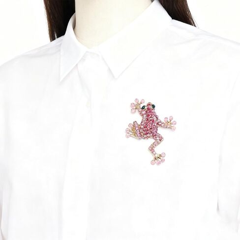 Crystal Frog Brooch Pin for Women Men Dainty Pink Frogs Broochs Pins Cute Green Frog Brooch Pin Vintage Rhinestone Animal Broochs And Pins Clothing Bag Hat Dress Christmas Brooch Jewelry Gift in Saudi Arabia