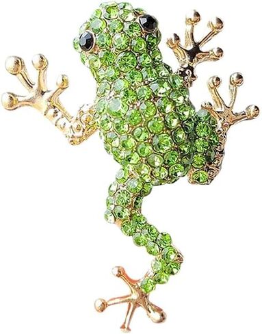 Crystal Frog Brooch Pin for Women Men Dainty Pink Frogs Broochs Pins Cute Green Frog Brooch Pin Vintage Rhinestone Animal Broochs And Pins Clothing Bag Hat Dress Christmas Brooch Jewelry Gift in Saudi Arabia