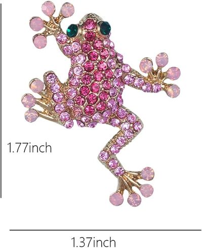 Crystal Frog Brooch Pin for Women Men Dainty Pink Frogs Broochs Pins Cute Green Frog Brooch Pin Vintage Rhinestone Animal Broochs And Pins Clothing Bag Hat Dress Christmas Brooch Jewelry Gift in Saudi Arabia