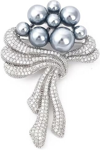 Flower Pearl Brooches and Pins for Women，Dainty Fashion Elegant Vintage Flower Pearl Brooches for Wedding Bridal Bow Floral Pin Clothing Bag Scarf Decoration Accessories in Kuwait