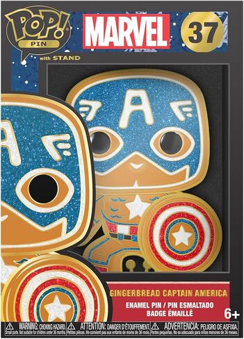 Loungefly PIN POP! دبوس كبير من المينا Marvel: Gingerbread - كابتن أمريكا - كابتن أمريكا دبوس كبير من المينا - دبابيس من المينا من Marvel Comics - بروش مبتكر لطيف قابل للتجميع in Saudi Arabia