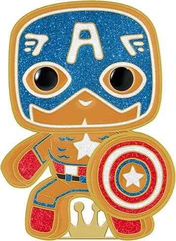 Loungefly PIN POP! دبوس كبير من المينا Marvel: Gingerbread - كابتن أمريكا - كابتن أمريكا دبوس كبير من المينا - دبابيس من المينا من Marvel Comics - بروش مبتكر لطيف قابل للتجميع in Saudi Arabia