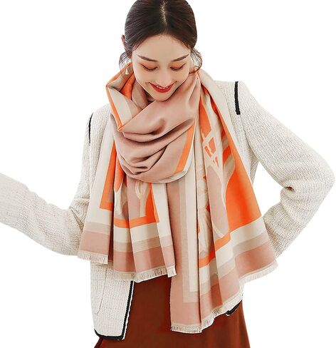 LumiSyne Winter Scarf Cashmere Shawl For Women Color Splicing Animal Pattern Fringed Warm Pashmina Soft Wool Thickened Wrap in Saudi Arabia
