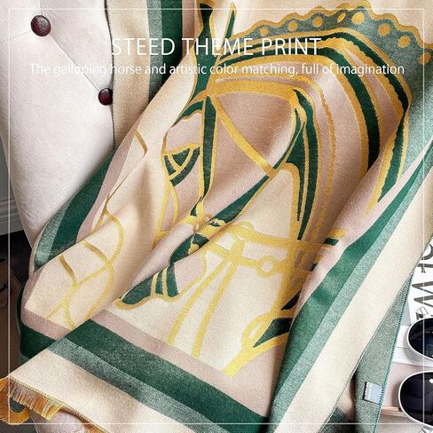 LumiSyne Winter Scarf Cashmere Shawl For Women Color Splicing Animal Pattern Fringed Warm Pashmina Soft Wool Thickened Wrap in Saudi Arabia