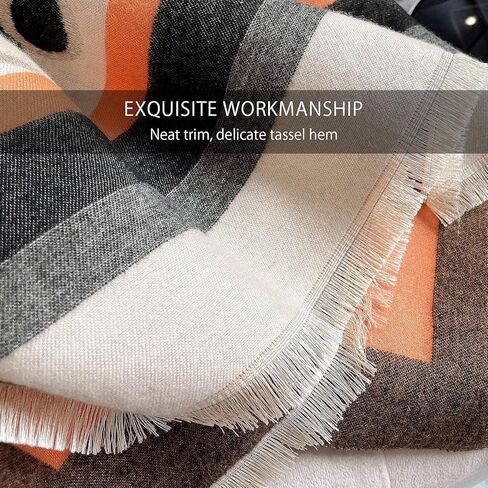LumiSyne Winter Scarf Cashmere Shawl For Women Color Splicing Animal Pattern Fringed Warm Pashmina Soft Wool Thickened Wrap in Saudi Arabia