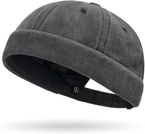 Street Hat Cotton Brimless Hip Hop Hats Hip Hop Landlord Hat Men(Black) in Saudi Arabia