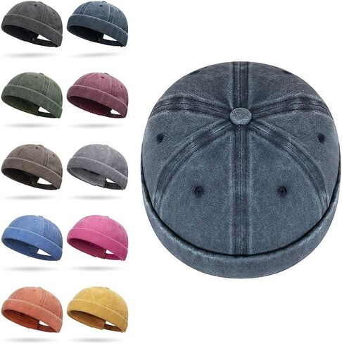 Street Hat Cotton Brimless Hip Hop Hats Hip Hop Landlord Hat Men(Black) in Saudi Arabia