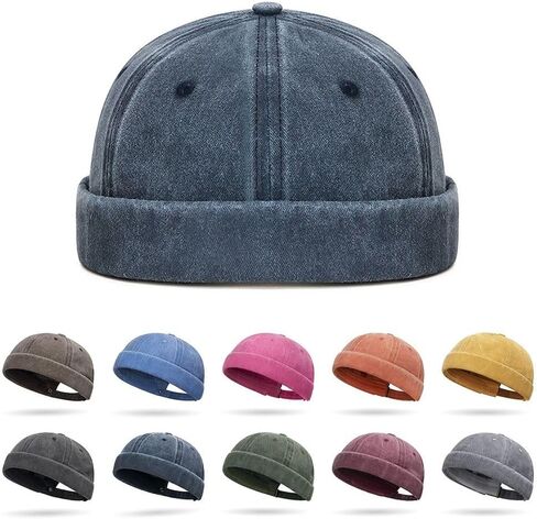 Street Hat Cotton Brimless Hip Hop Hats Hip Hop Landlord Hat Men(Black) in Saudi Arabia