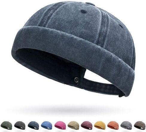Street Hat Cotton Brimless Hip Hop Hats Hip Hop Landlord Hat Men(Black) in Saudi Arabia