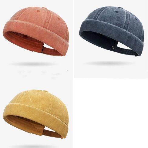 Street Hat Cotton Brimless Hip Hop Hats Hip Hop Landlord Hat Men(Black) in Saudi Arabia