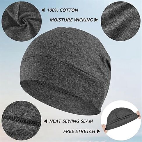 2-Pack Sleep Hat Cotton Beanie Caps Headshion Cotton Skull Caps for Men Women Lightweight Hair Protection Bed Cap Home Travel in Saudi Arabia