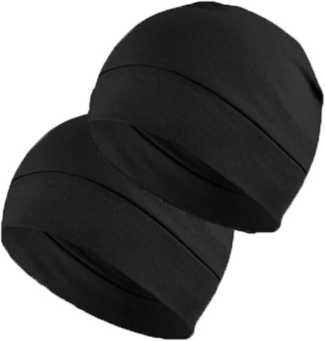 2-Pack Sleep Hat Cotton Beanie Caps Headshion Cotton Skull Caps for Men Women Lightweight Hair Protection Bed Cap Home Travel in Saudi Arabia