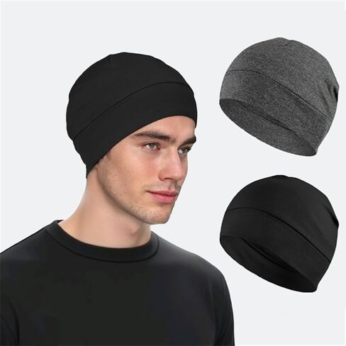2-Pack Sleep Hat Cotton Beanie Caps Headshion Cotton Skull Caps for Men Women Lightweight Hair Protection Bed Cap Home Travel in Saudi Arabia