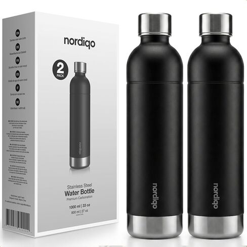 Premium 33 oz Stainless Steel Bottle - Compatible with SodaStream and Aarke Soda Makers | No Expiration Date | Dishwasher Safe | Leak Proof | BPA-Free | 2-Pack in Saudi Arabia