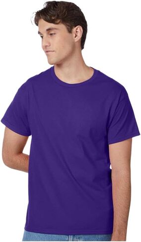 Hanes Authentic Short Sleeve T-Shirt, 100% Pre-Shrunk Cotton, Classic Fit, Tear Away Label, Purple, 4XL in Saudi Arabia