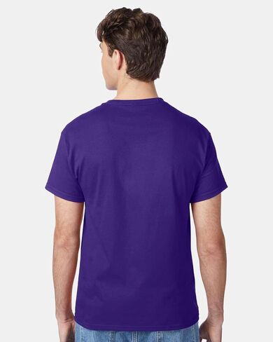 Hanes Authentic Short Sleeve T-Shirt, 100% Pre-Shrunk Cotton, Classic Fit, Tear Away Label, Purple, 4XL in Saudi Arabia