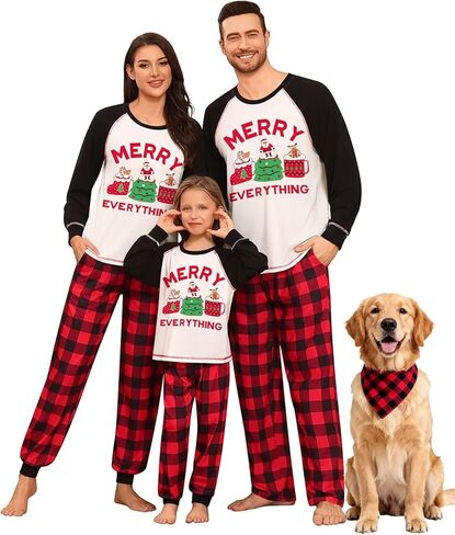 SWOMOG Family Christmas Matching Pajamas Sets Long Sleeve Pjs Holiday Sleepwear Women Men Soft Loungewear Set in Saudi Arabia