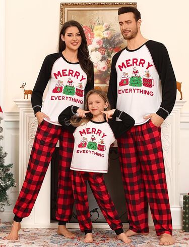 SWOMOG Family Christmas Matching Pajamas Sets Long Sleeve Pjs Holiday Sleepwear Women Men Soft Loungewear Set in Saudi Arabia