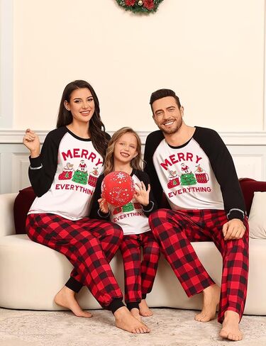 SWOMOG Family Christmas Matching Pajamas Sets Long Sleeve Pjs Holiday Sleepwear Women Men Soft Loungewear Set in Saudi Arabia