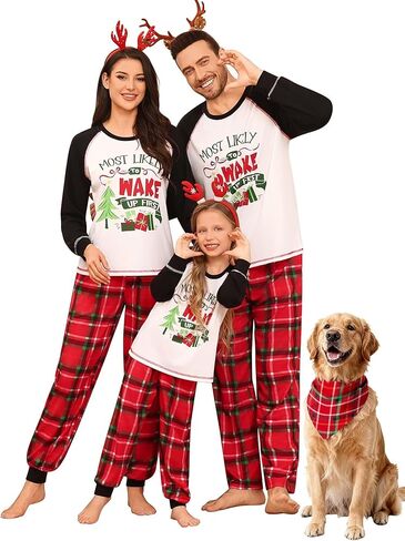 SWOMOG Family Christmas Matching Pajamas Sets Long Sleeve Pjs Holiday Sleepwear Women Men Soft Loungewear Set in Saudi Arabia