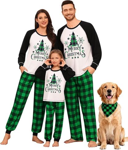 SWOMOG Family Christmas Matching Pajamas Sets Long Sleeve Pjs Holiday Sleepwear Women Men Soft Loungewear Set in Saudi Arabia