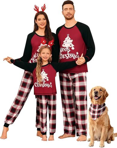 SWOMOG Family Christmas Matching Pajamas Sets Long Sleeve Pjs Holiday Sleepwear Women Men Soft Loungewear Set in Saudi Arabia
