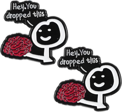 Mabor 2Pcs Enamel Pin, Hey, You Dropped This, Anime Personalized Pins for Backpacks Lapel, Funny Brooches for Lanyard Bags Hats Caps Clothes Vest Jackets in Saudi Arabia