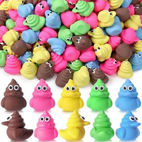 Chunful 25 Pcs Mini Poop Duck Figures Small Poo Duck Figurines Toys Fake Poop Classic Rubber Poo for Prank Hide Seek Goodie Bags Piñata Party Supplies Gifts Boxes (Brown) in Saudi Arabia