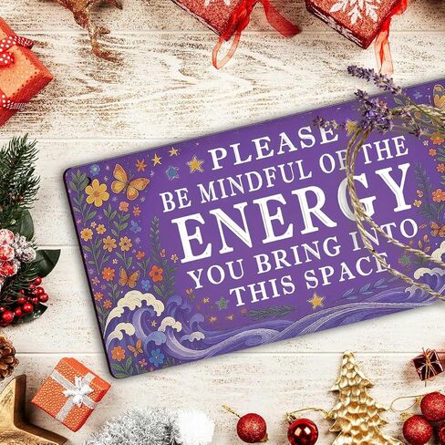 Spiritual Wall Decor Positive Energy Sign - Please Be Mindful of the Energy You Bring Sign -Good Vibes Only Sign Zen Decor for Home, Yoga Room, Meditation Space, Bedroom Door Hanging Signs 12x6 Inch in Saudi Arabia