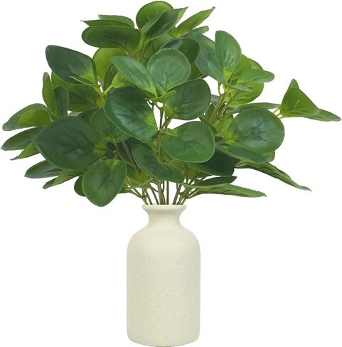 Haiyxinn Small Fake Plant in Ceramics Pot, Eucalyptus Potted Artificial Plants Indoor 14" Artificial Greenery UV Resistant Faux Eucalyptus Plant for Bathroom Shelf Office Desk Table Home Decor in Saudi Arabia