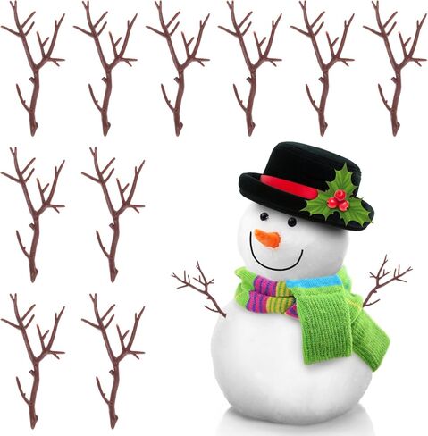 SEWACC 10Pcs Mini Artificial Antler Tree Branches, 12cm DIY Snowman Arms Branches, Plastic Decorative Plant Twigs for Crafts in Saudi Arabia