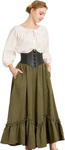 BEAUTELICATE Victorian Medieval Skirt Renaissance Costume Women Skirt with Pockets in Saudi Arabia