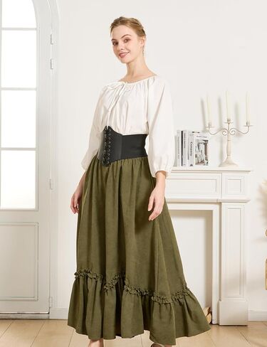 BEAUTELICATE Victorian Medieval Skirt Renaissance Costume Women Skirt with Pockets in Saudi Arabia